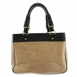 HUNTING WORLD トートバッグ ハンドバッグ ロゴ ゴールド金具 レザー 牛革 ベージュ 黒 ブラック GY11