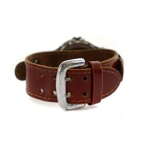 SEIKO アクタス 腕時計 デイト 自動巻き 緑文字盤 レザーベルト シルバーカラー 茶 ブラウン 7019-5010