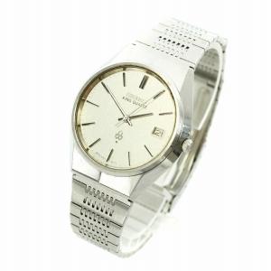 SEIKO キングクォーツ 腕時計 ウォッチ クォーツ デイト カレンダー付き シルバー文字盤 ラウンド ロゴ シルバー色 4822-8010