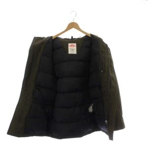 DANTON ダウン ジャケット コート ラクーンファー 毛皮 フード ロゴ ジップアップ 38 M カーキ JD-8535
