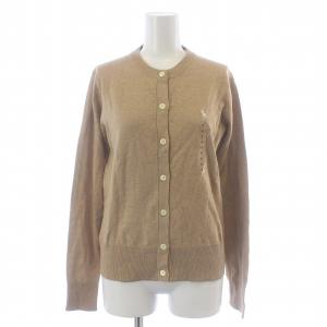 カーディガン ニット 薄手 長袖 ピマコットン タグ付き ロゴ 刺繍 S ベージュ