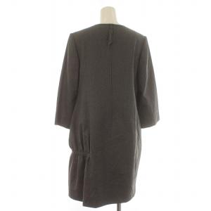 DAISY LIN ソルボンヌ ワンピース ひざ丈 ノーカラー 長袖 総裏地 ウール カシミヤ混 42 L グレー 32391