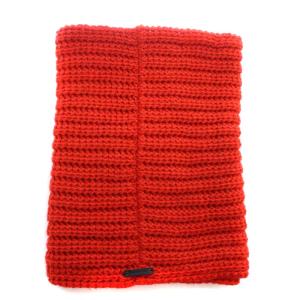 COACH スヌード サークル マフラー ウール レザーロゴパッチ 赤 レッド