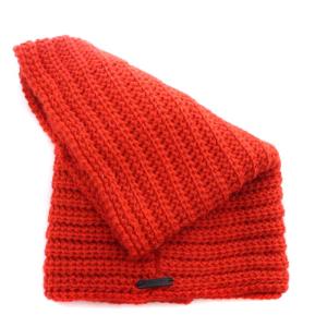 COACH スヌード サークル マフラー ウール レザーロゴパッチ 赤 レッド