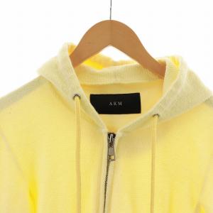 AKM からみ風ジャージ ジップパーカー フード ジップアップ パイル地 M 黄 イエロー J162 CTN185 GY19
