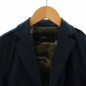AKM テーラードジャケット 1B シングル 背抜き ストレッチ 裏地迷彩柄 M 紺 ネイビー B066 GY19
