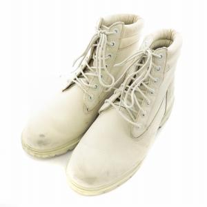 Timberland with ortholite レースアップブーツ ハイカットシューズ 靴 レザー ロゴ 26cm 白 ホワイト A1798