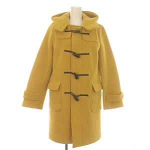 ダッフルコート ロング丈 フード付 トグルボタン ウール スコットランド製 34 S 黄 イエロー