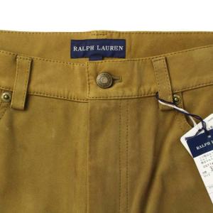 RALPH LAUREN フレアパンツ 牛革 レザー ブーツカット カットオフ ジップフライ 160 M カーキ