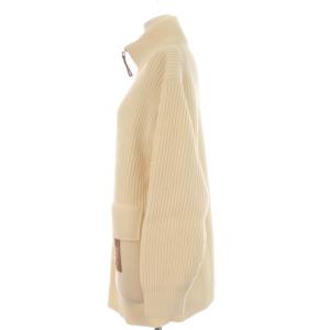 HERMES 22AW Hモチーフ ドライバーズニット カーディガン ハイネック ジップアップ 36 アイボリー