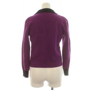 Christian Dior プレタポルテ ヴィンテージ ニット セーター 襟付き 長袖 フリル ウール M 紫 パープル