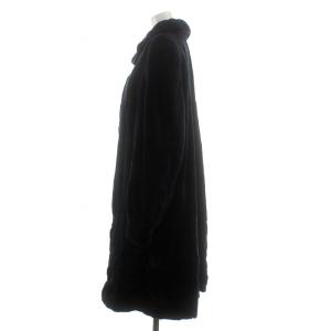 SAGA MINK 銀サガ シェアード ミンク ファー コート ロング 毛皮 カラーミンク 染色 裾フラワー 裏地総柄 F 紺 ネイビー
