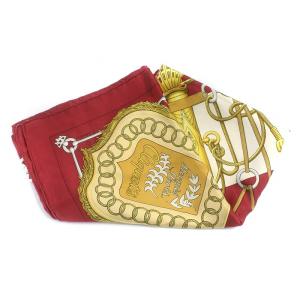 HERMES カレ90 Cliquetis スカーフ 大判 剣柄 総柄 絹 シルク 赤 レッド マルチカラー