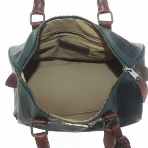 RALPH LAUREN ミニボストン ハンドバッグ チェック柄 PVCレザー 緑 グリーン 黒 ブラック GY11