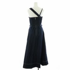 CASA FLINE フロントホック デニム ロングワンピース タグ付き 切替 プリーツ F 青 ブルー 黒 ブラック 1191305085 GY27