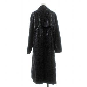 EMPORIO ARMANI トレンチコート レインコート ロゴ 総柄 ロング ナイロン 38 M ダークグレー 黒 ブラック 6K2L64 2NJEZ