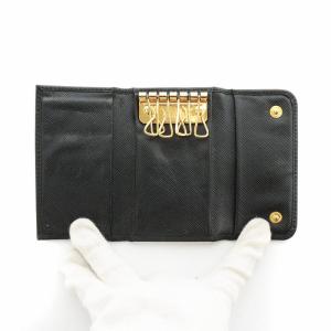 PRADA サフィアーノ キーケース 6連 レザー ロゴ金具 黒 ブラック GY11