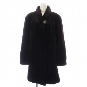 銀サガ 毛皮コート シェアードミンクファー ロング丈 総裏地 F 濃茶 ダークブラウン