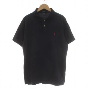 ポロシャツ 半袖 ロゴ刺繍 L 紺 ネイビー