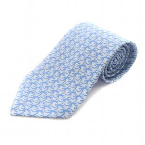 ネクタイ レギュラータイ トカゲ柄 総柄 絹 シルク 水色 ブルー