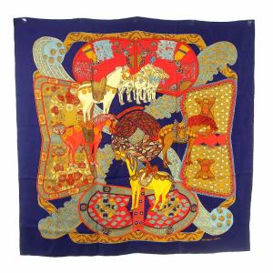 カレ90 ART des STEPPES ステップ美術 スカーフ 大判 馬 シルク マルチカラー