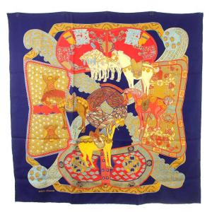 HERMES カレ90 ART des STEPPES ステップ美術 スカーフ 大判 馬 シルク マルチカラー