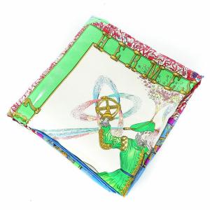 FEUX D’ARTIFICE カレ90 技巧の火 ホース 大判スカーフ シルク マルチカラー