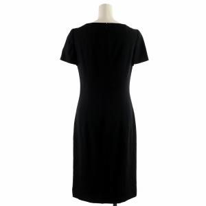 Salvatore Ferragamo ワンピース 半袖 無地 ウール 裏地ロゴ ひざ丈 38 M 黒 ブラック