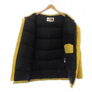 THE NORTH FACE 韓国 ホワイトレーベル モンタナスアルファ ダウンジャケット コート ハーフ フード ロゴ刺繍 ベルト 100 L 黄 イエロー