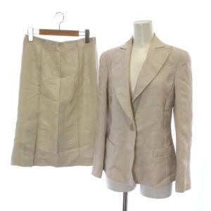 EMPORIO ARMANI スーツ セットアップ テーラードジャケット シングル 1B 総裏地 タイトスカート ひざ丈 ジップフライ 総柄 36 S グレー