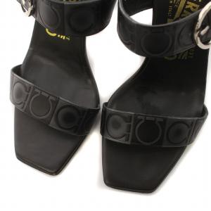 Salvatore Ferragamo サンダル ミュール ヒール ベルト ガンチーニ レザー 6.5 24.5cm 黒 ブラック