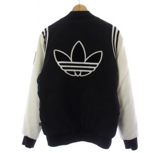 adidas Originals ワッペン スタジアム ジャケット Wappen Stadium JKT スタジャン ブルゾン ロゴ L 黒 ブラック 白 ホワイト