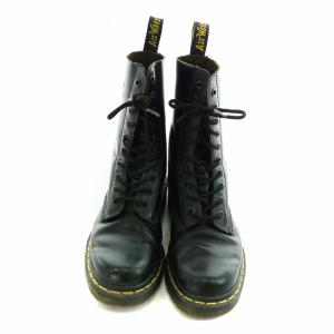 Dr.Martens 10ホールブーツ STANDARD FIT ショート レザー ロゴ 型押し UK4 23cm 黒 ブラック 1490 GY01