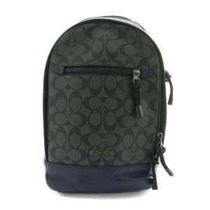 ボディ ショルダーバッグ スリングバッグ PVC シグネチャー ロゴ 総柄 シルバー金具 黒 ブラック F83135