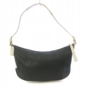 COACH オールドコーチ ハンドバッグ ワンショルダー レザー バイカラー ゴールドカラー金具 ロゴ チャーム付き 緑 グリーン 白