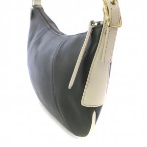 COACH オールドコーチ ハンドバッグ ワンショルダー レザー バイカラー ゴールドカラー金具 ロゴ チャーム付き 緑 グリーン 白