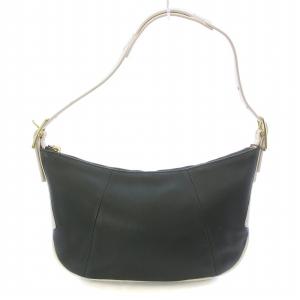 COACH オールドコーチ ハンドバッグ ワンショルダー レザー バイカラー ゴールドカラー金具 ロゴ チャーム付き 緑 グリーン 白