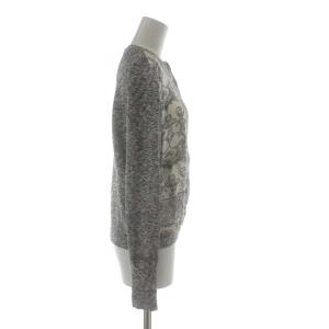 EPOCA カーディガン ニット ウール混 シルク 絹 長袖 ペイズリー柄 総柄 40 M グレー