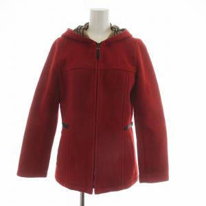ミドルコート フード ロゴ 刺繍 ウール ジップアップ 裏地ノバチェック 38 M 赤 レッド FCF60-806 GY18