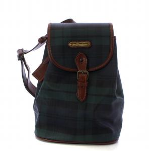 ボディバッグ 巾着 ブラックウォッチ PVC ロゴ金具 ブラシ付き 緑 グリーン 茶 ブラウン