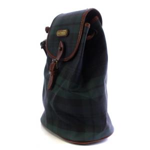 POLO RALPH LAUREN ボディバッグ 巾着 ブラックウォッチ PVC ロゴ金具 ブラシ付き 緑 グリーン 茶 ブラウン