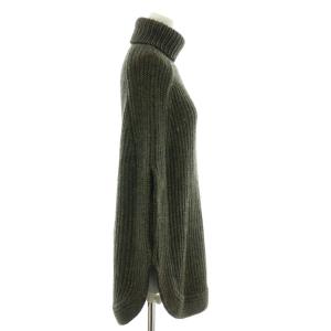 GUCCI タートルネックニットポンチョ アルパカ ウール混 ダブルG ロゴ S カーキ
