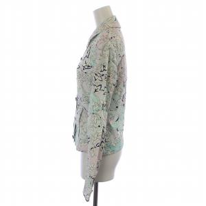Emilio Pucci ジャケット コットン ボタニカル 花柄 総柄 ロゴボタン ストレッチ 水色 ライトブルー 白 ホワイト