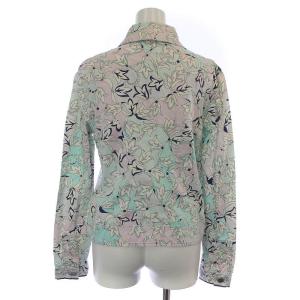Emilio Pucci ジャケット コットン ボタニカル 花柄 総柄 ロゴボタン ストレッチ 水色 ライトブルー 白 ホワイト