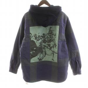 UNDEFEATED 中綿ジャケット ブルゾン フード付き パーカー マチ付き チェック 1 S 緑 グリーン 紫 パープル 213077009003