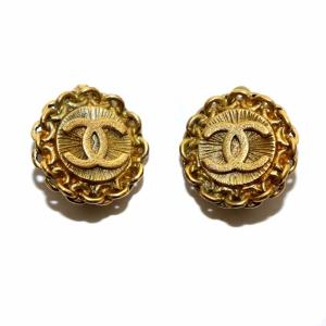 CHANEL ヴィンテージ イヤリング アクセサリー ココマーク チェーン柄 ラウンド クリップ式