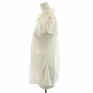 PRADA ブラウス シャツ フレンチスリーブ ギャザー フリル 40 M アイボリー 白 ホワイト GY18