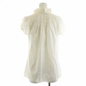 PRADA ブラウス シャツ フレンチスリーブ ギャザー フリル 40 M アイボリー 白 ホワイト GY18