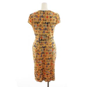 ISSA LONDON カシュクール ワンピース フレンチスリーブ ノースリーブ ギャザー ミドル ひざ丈 シルク 総柄 UK8 M マルチカラー