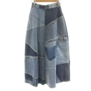 TATRAS 20AW デニムスカート フレア ロング パッチワーク リメイク 1 S 青 ブルー LTAT20A5547-C GY17
